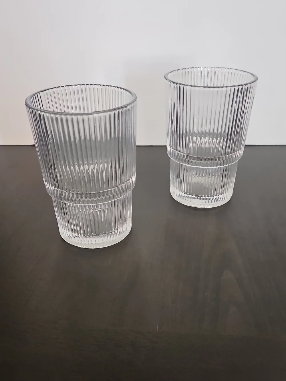 Crate & Barrel Set Of 2 Atwell 16-Oz. Stackable Ribbed Highball Glass